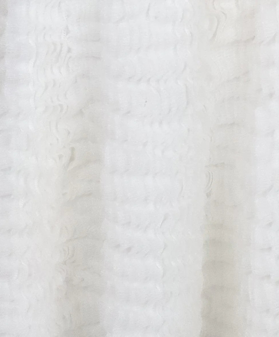 Robe col v sans manches avec bas à microvolants - Blanc