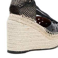 Espadrilles en cuir ajourées avec noeud - Noir