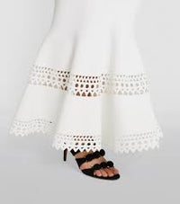 Jupe longue ajouré en maille - Blanc