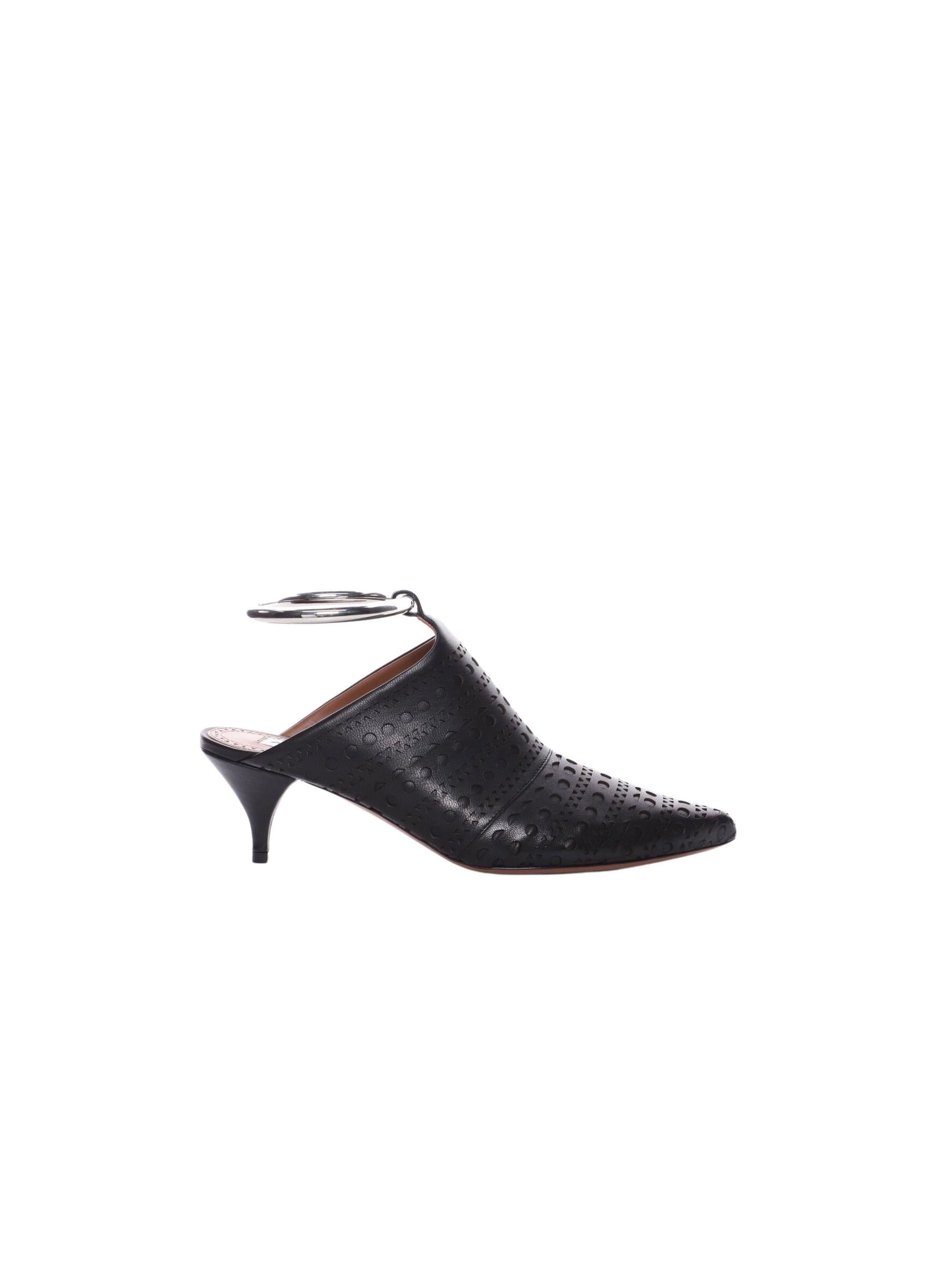 Mules 55 in perforated leather - Black intense
