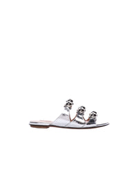 Mules en cuir avec détails - Argent