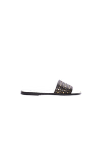 Mules en cuir détail ajouré - Noir & Or