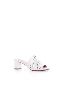 Mules Vienne 60 en cuir - Blanc Cassé