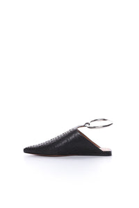 Mules en cuir avec lanière - Noir