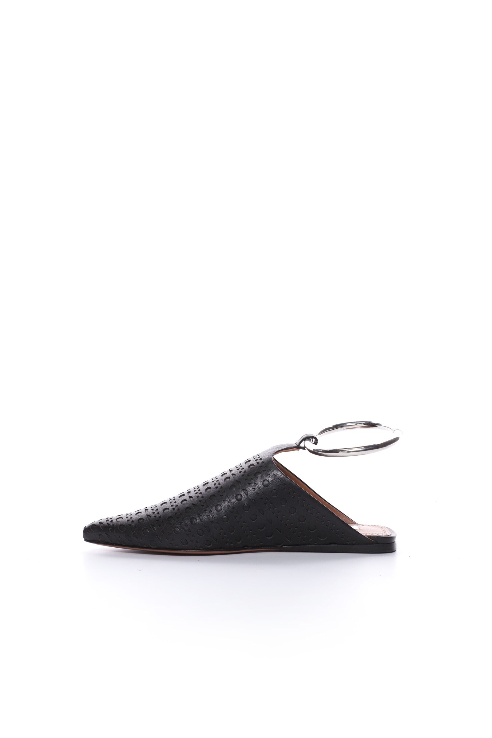 Mules en cuir avec lanière - Noir