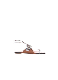 Sandales œillets en cuir - Argent