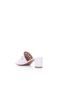Mules Vienne 60 en cuir - Blanc Cassé