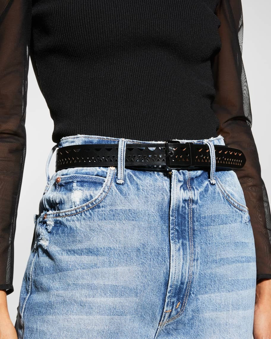 Fine Leather Buckle Belt - Black
