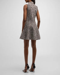 Crocodile jacquard skater dress - Black & Brown