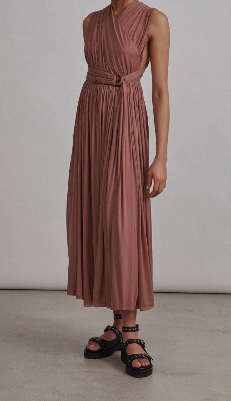 Robe longue drapée - Bois de Rose