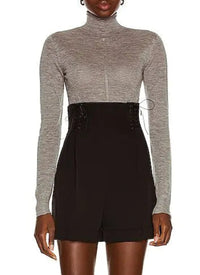 Long-sleeved cashmere turtleneck jumper - Mottled grey