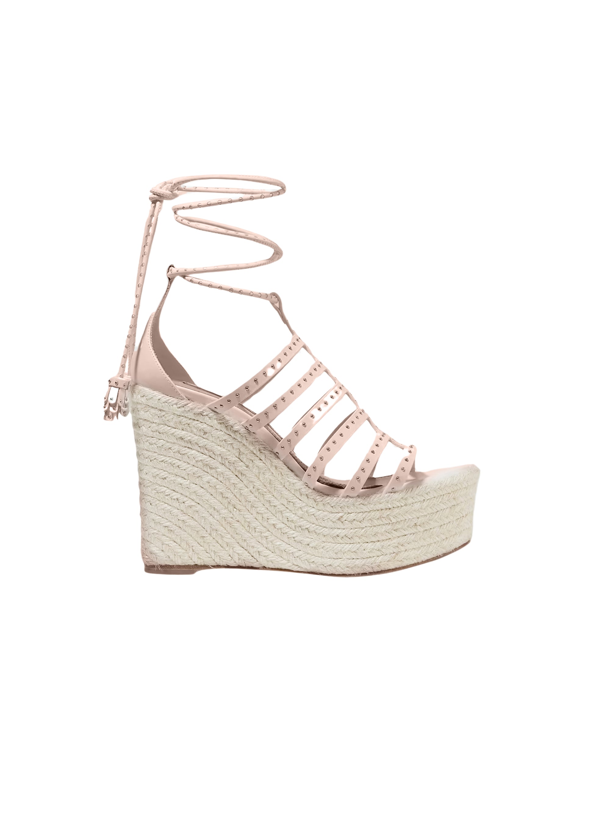 Leather studded sandals - Nude