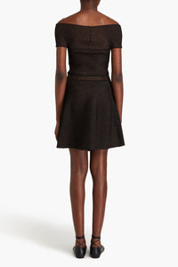 Ribbed flared dress in wool - Black Alaïa