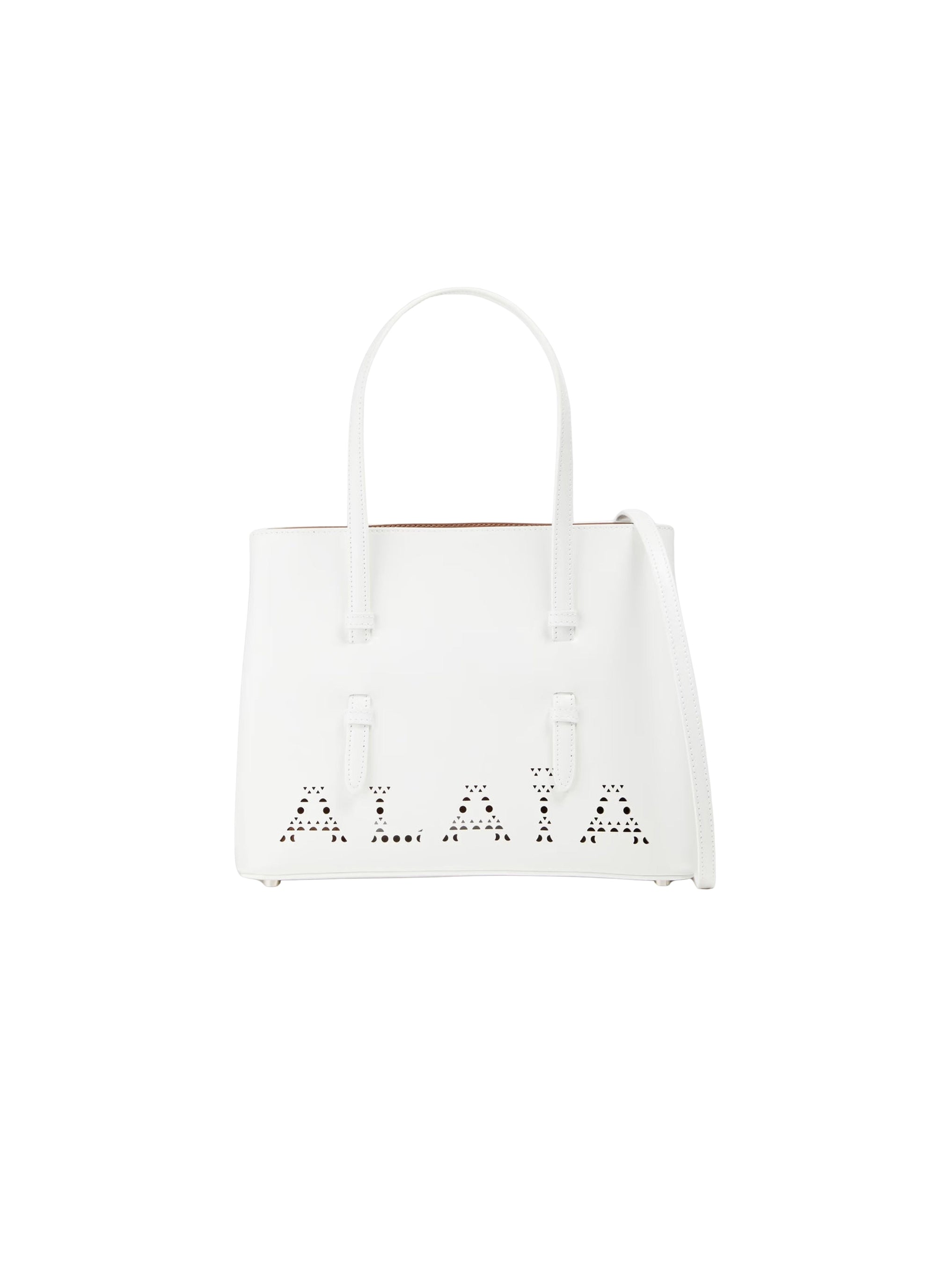 Sac Mina 25 perforé en cuir - Blanc Optique