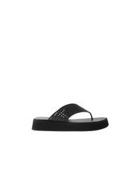 Sandales perforées à plateforme en cuir - Noir