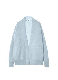 Cardigan oversize en laine - Bleu chiné & Blanc