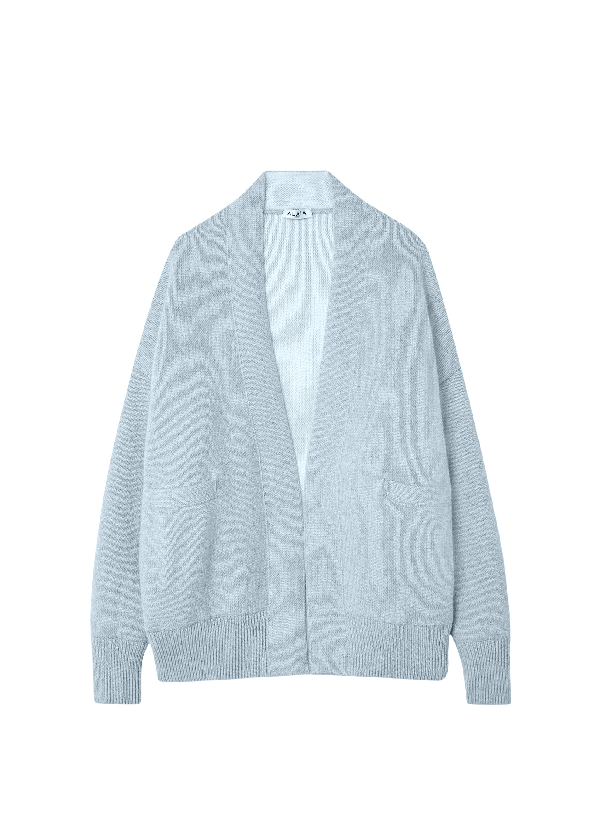 Cardigan oversize en laine - Bleu chiné & Blanc