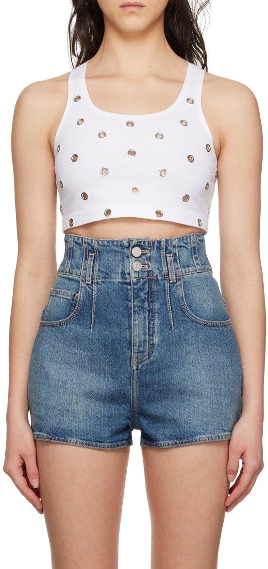 Eyelet crop top - White
