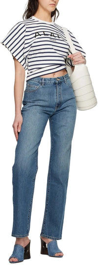 Striped T-shirt, large sleeves - Navy & Ivory