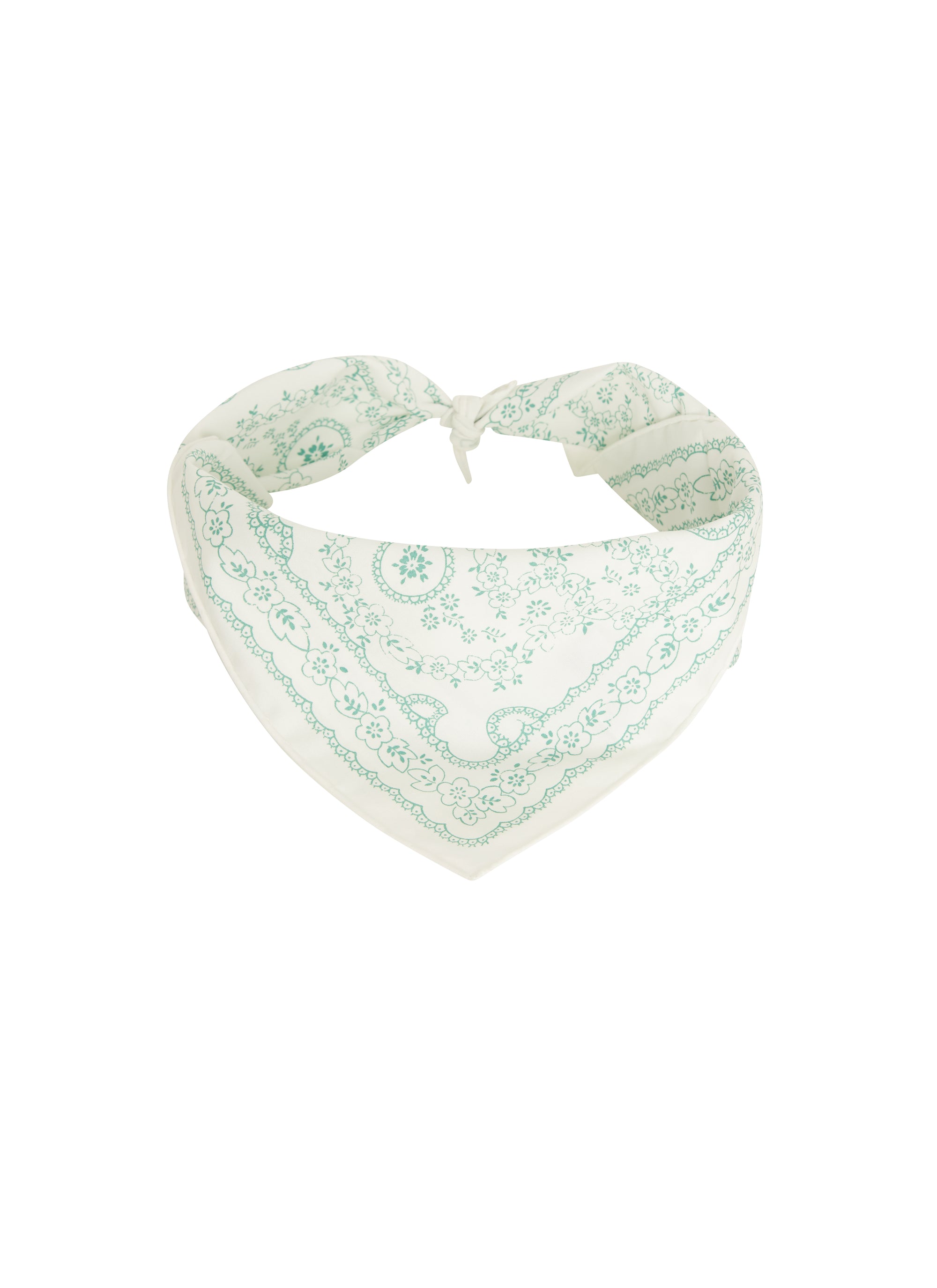Foulard carré 45cm imprimé - Blanc & Vert