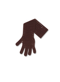 Gant 33cm Fleurons en laine - Prune
