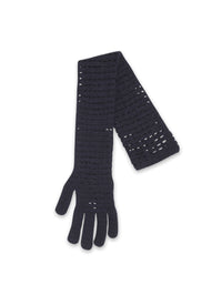 Gant 33cm Fleurons en laine - Nuit