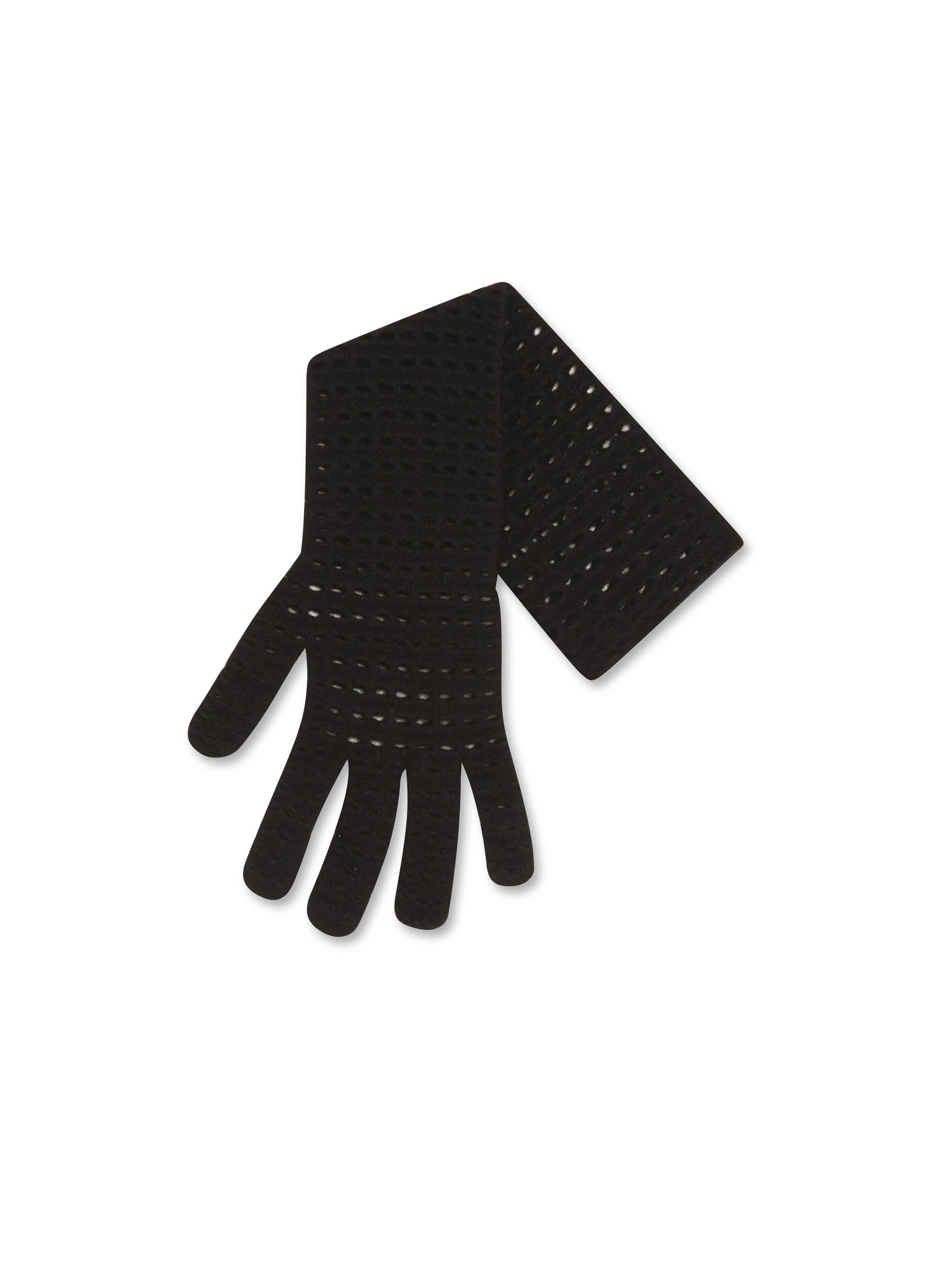 Glove 33cm wool flowers - Black