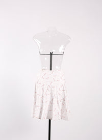 Printed short zipped pop skirt - White & Pink