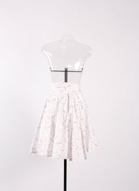Printed Pop skirt with Panels - White & Pink