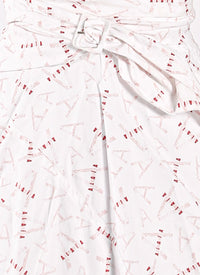Printed Pop skirt with Panels - White & Pink