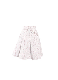 Printed Pop skirt with Panels - White & Pink