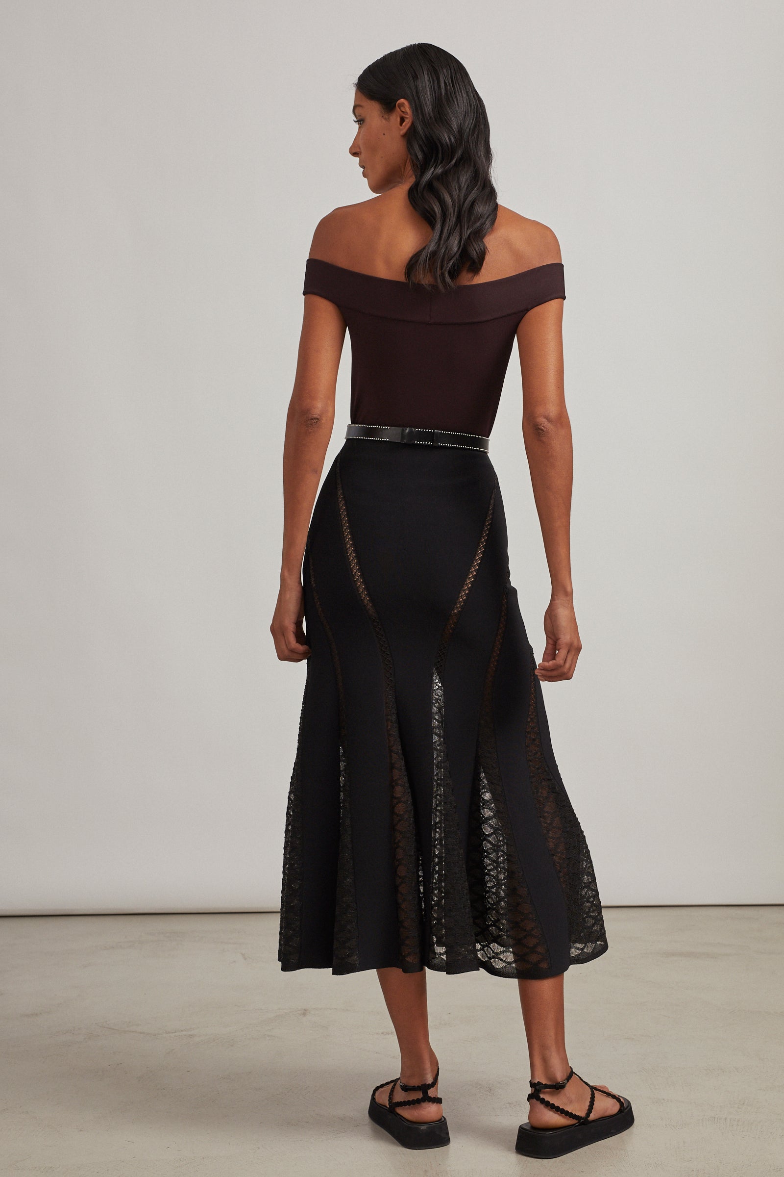 Jupe longue en dentelle - Noir