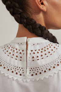 Openwork bib t-shirt - White