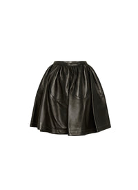 Jupe pétale plongée en cuir - Noir