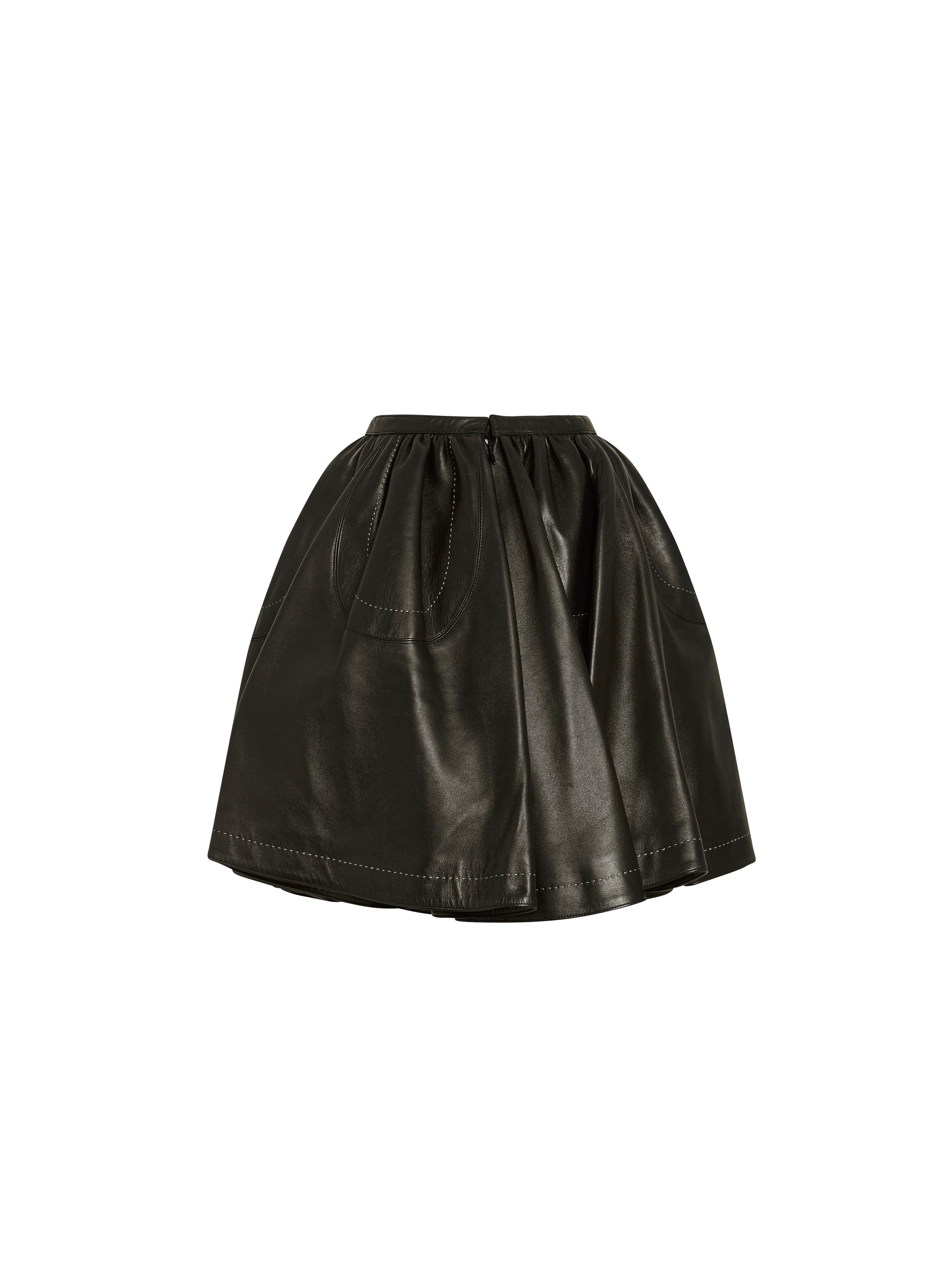 Jupe pétale plongée en cuir - Noir