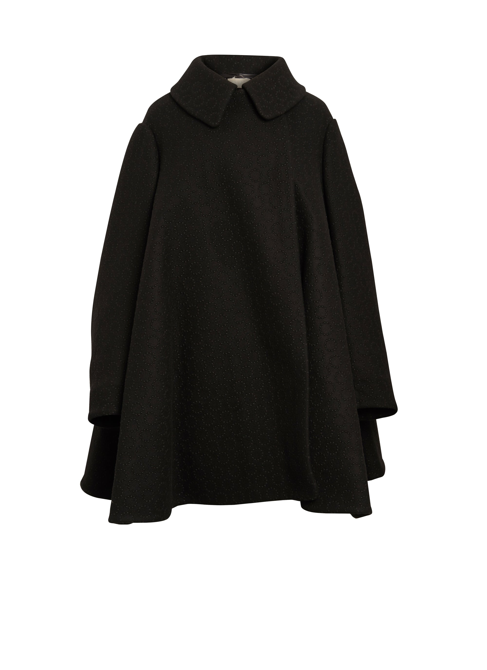 Manteau cape drapé en laine - Noir