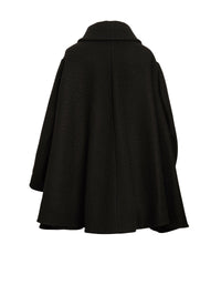 Manteau cape drapé en laine - Noir