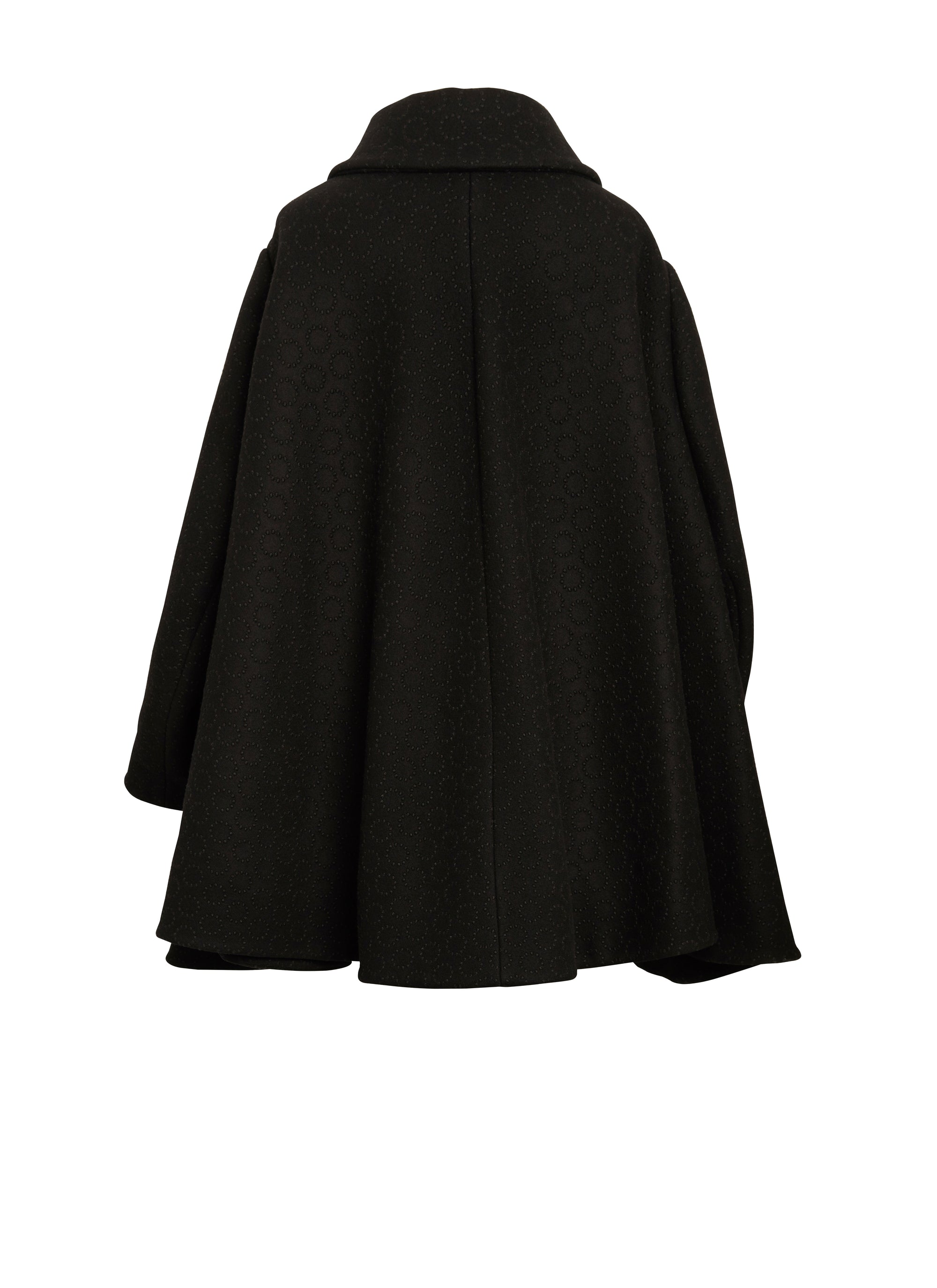 Manteau cape drapé en laine - Noir