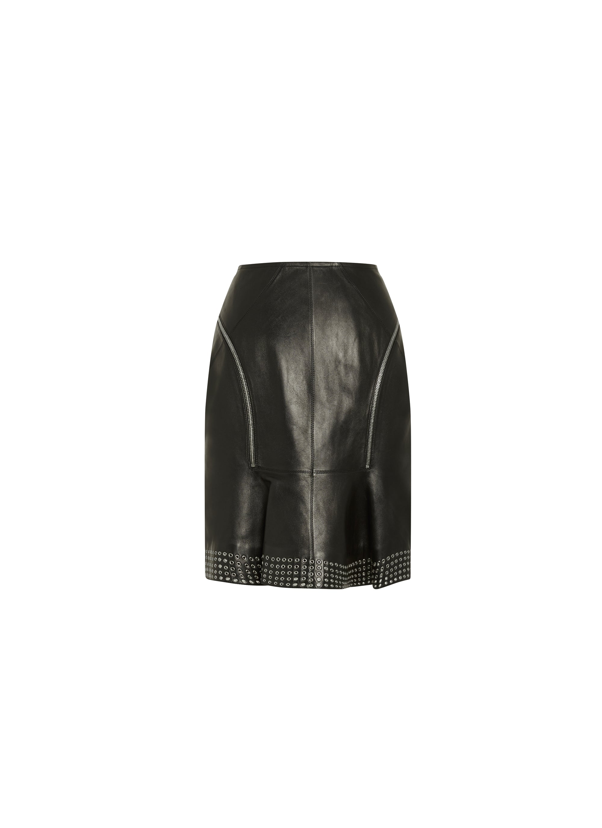 Jupe à coupe droite plongée en cuir - Noir