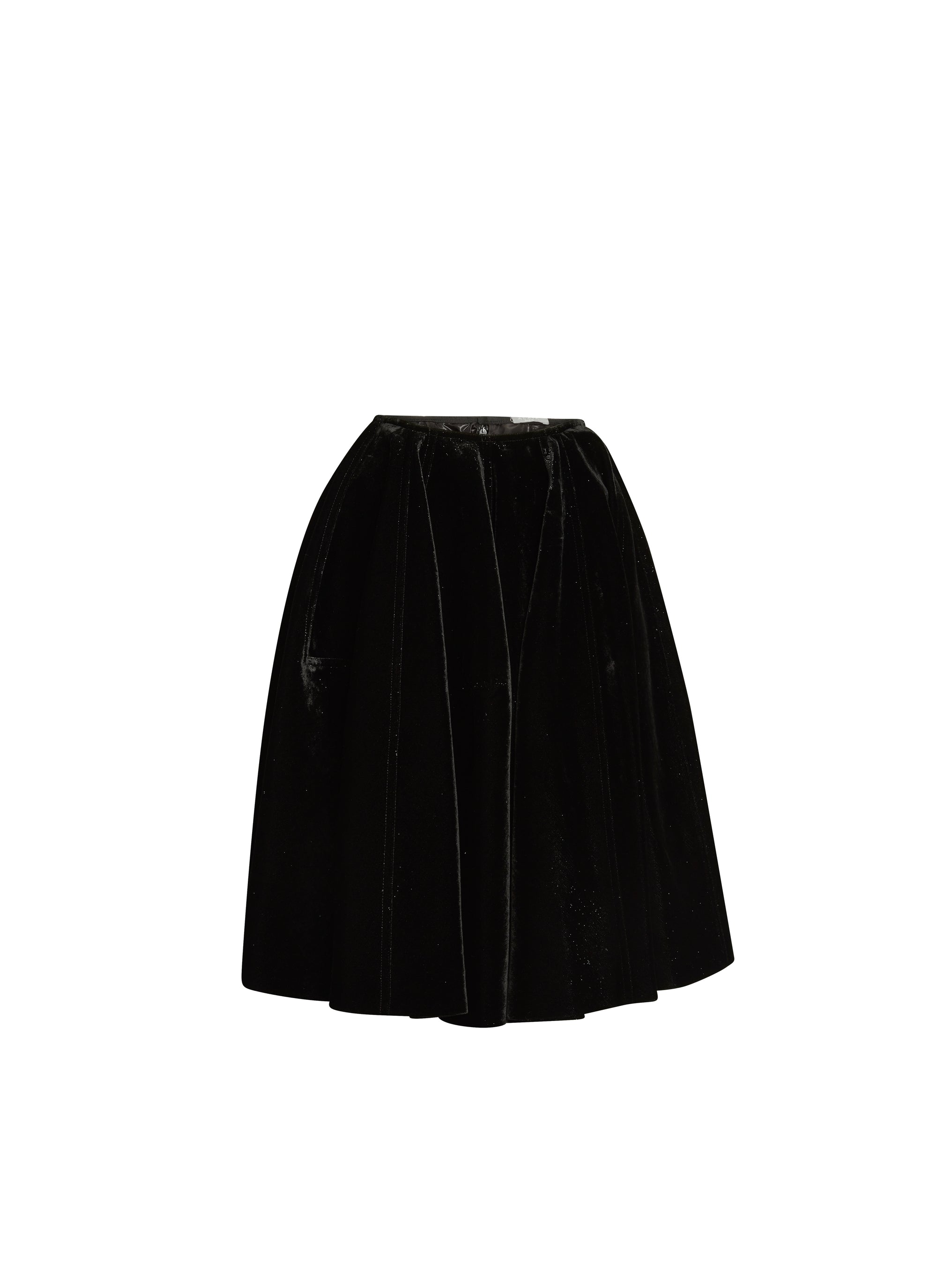 Regular skirt in glittering velvet - Black