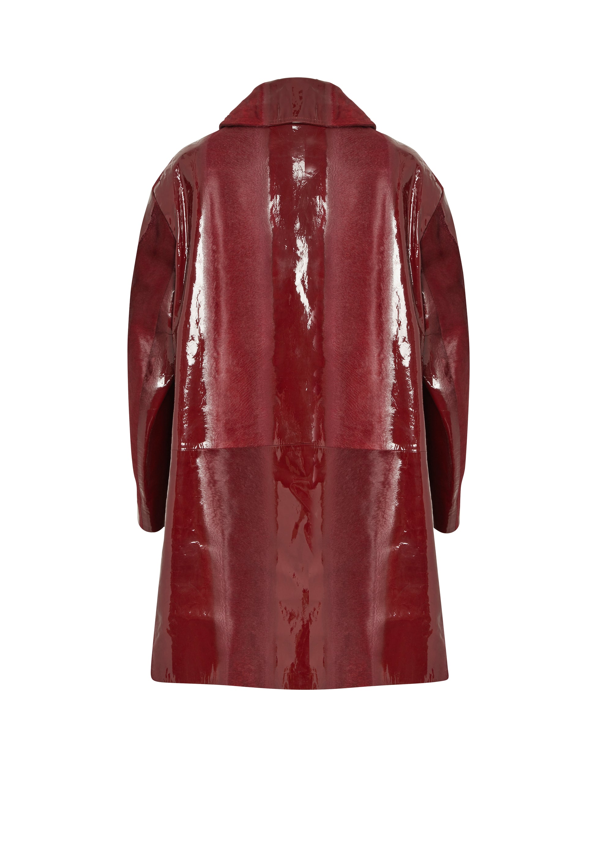 Patent leather pea jacket - Cherry