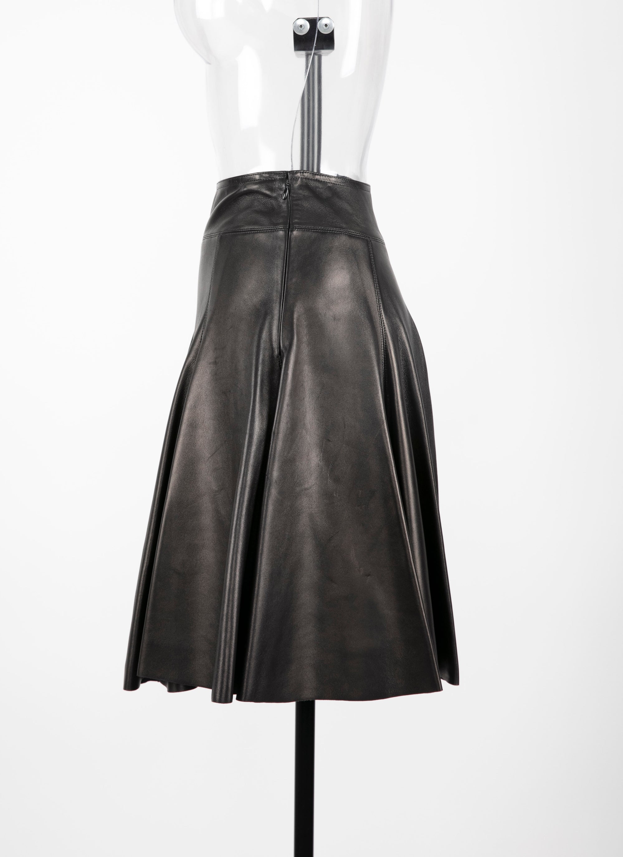 Short leather scuba skirt - Black