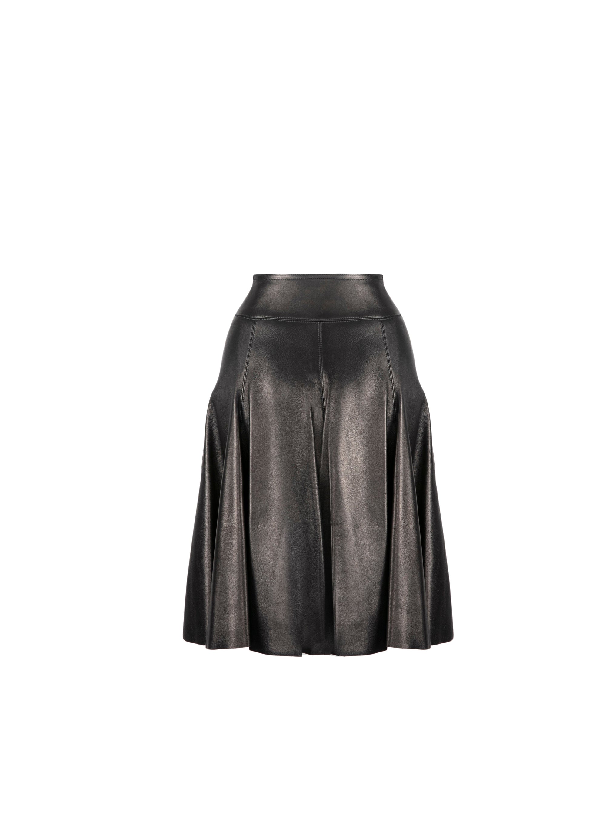 Short leather scuba skirt - Black