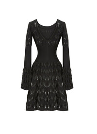Robe à manches longues Belize en maille - Noir
