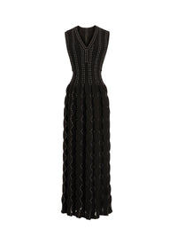 Sleeveless wool Cascade dress - Black