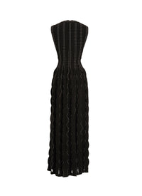 Sleeveless wool Cascade dress - Black