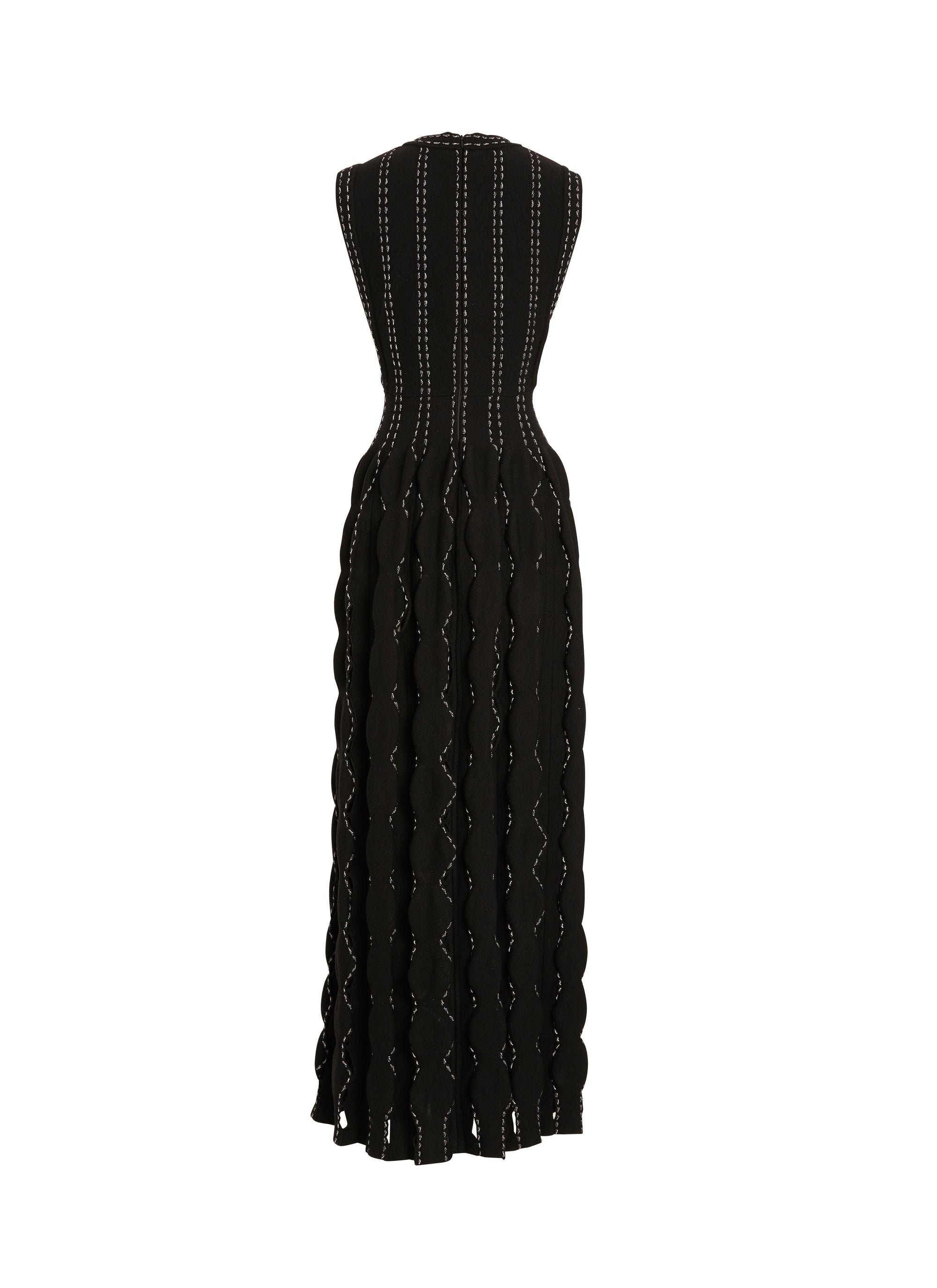 Sleeveless wool Cascade dress - Black