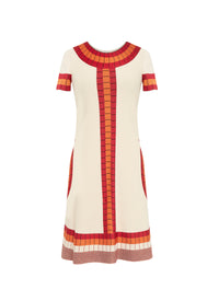 Marabout knitted short-sleeved dress - Vanilla