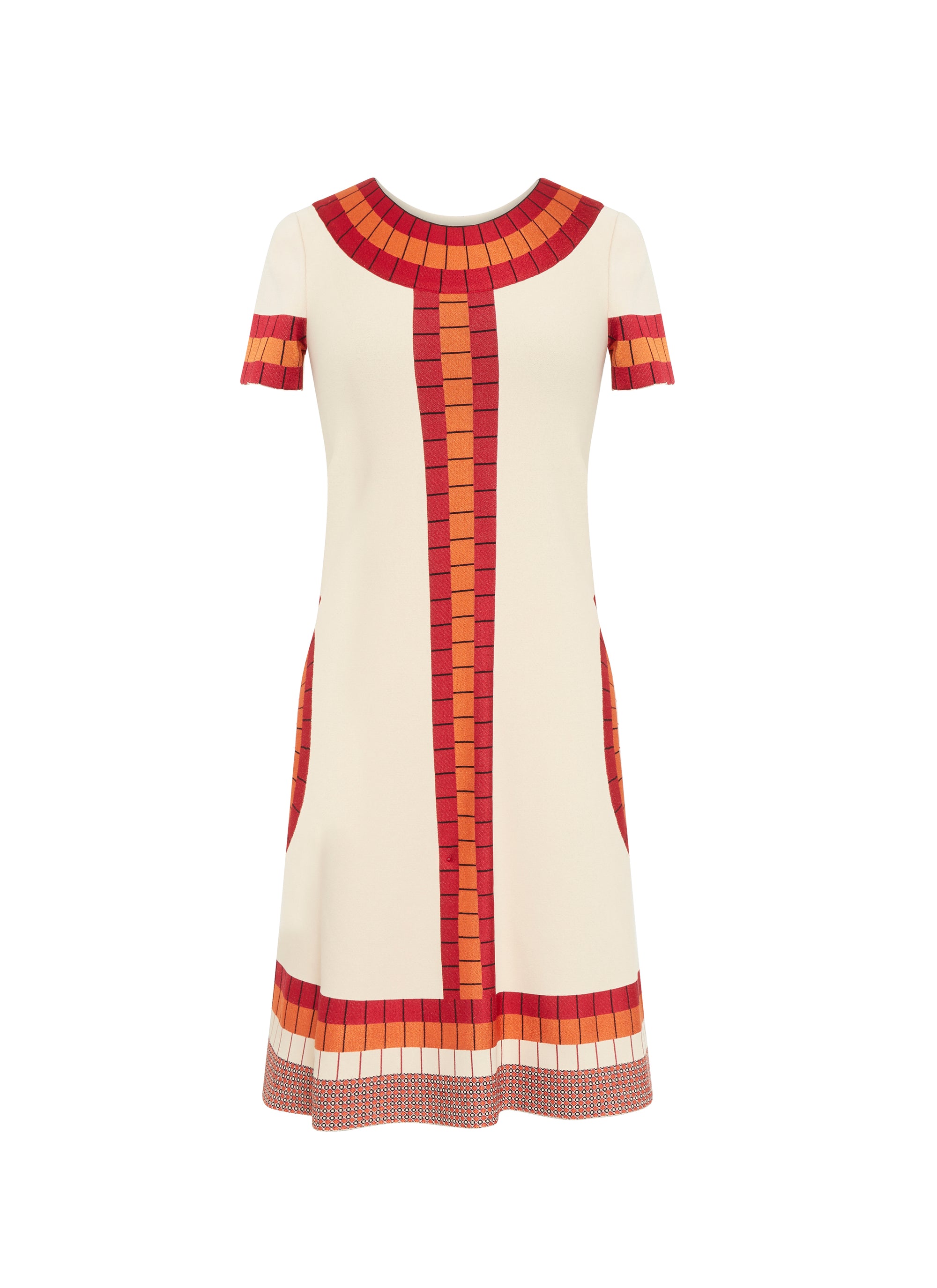 Marabout knitted short-sleeved dress - Vanilla