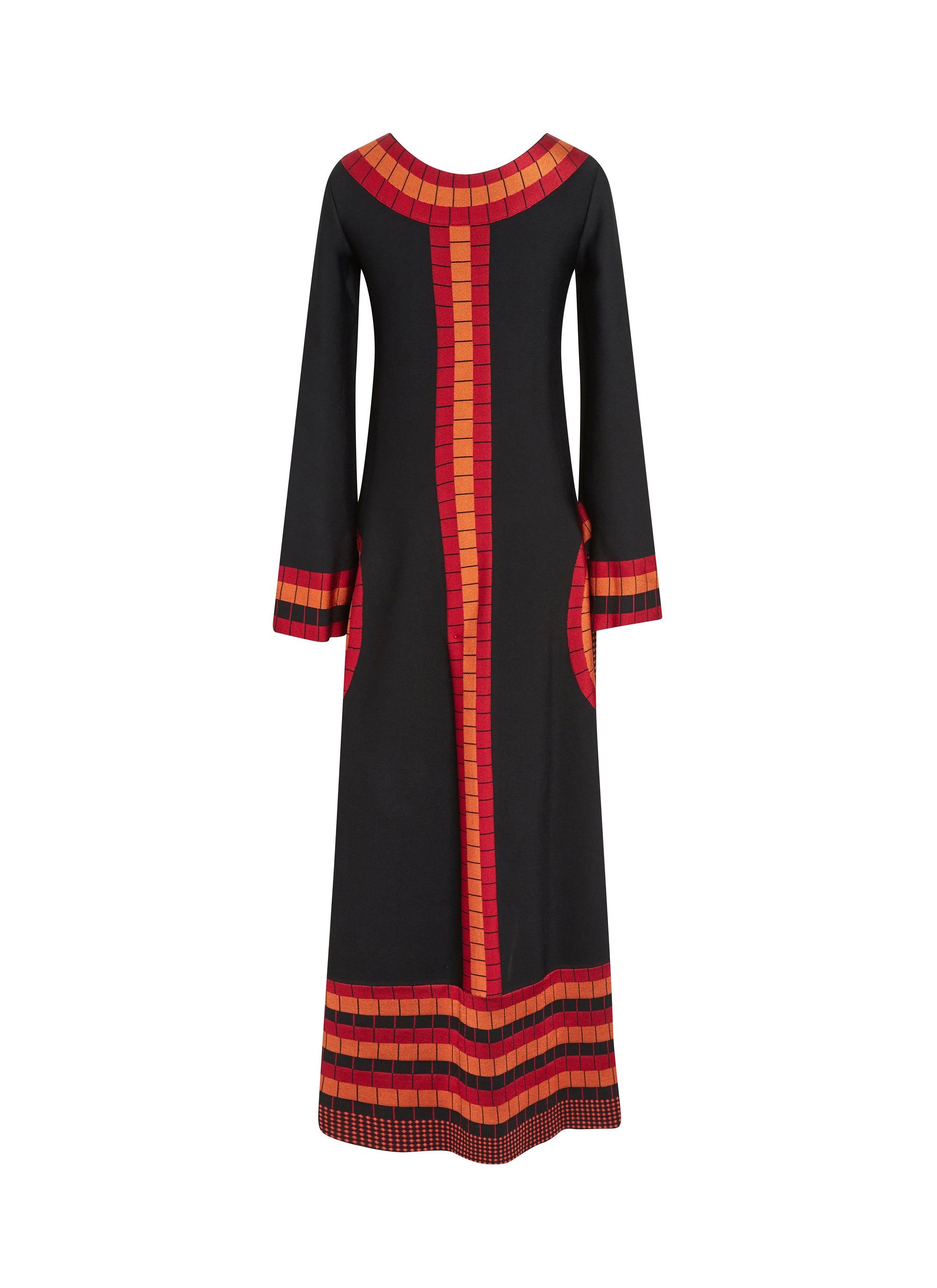 Marabout knitted long-sleeved dress - Black